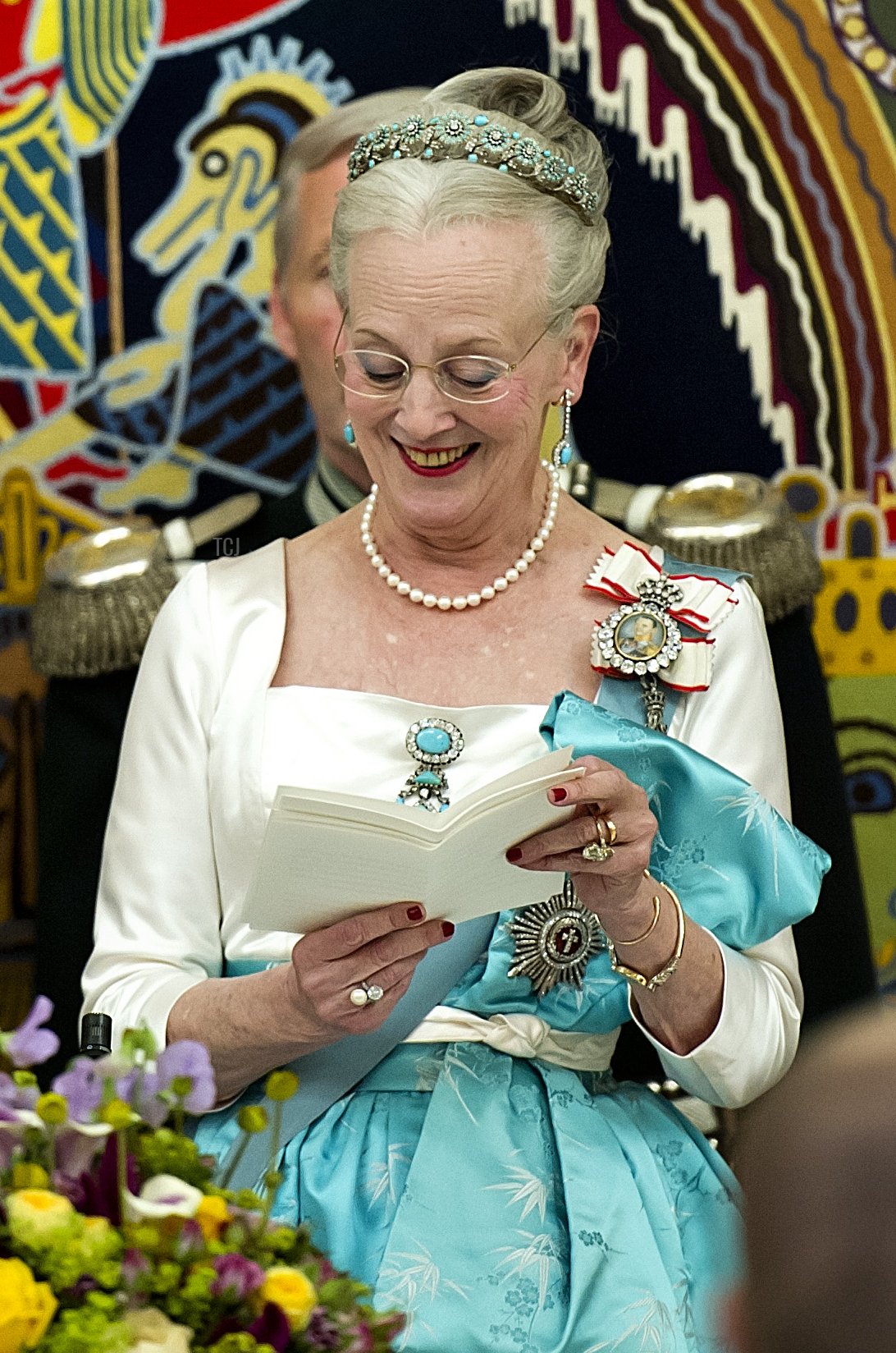 Demark's Queen Margrethe and China's President Hu Jintao take part in an official state banquet at Christiansborg Palace in Copenhagen on June 15, 2012