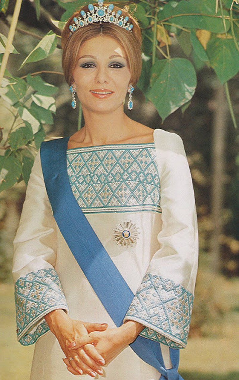 Farah Pahlavi wears turquoises for an official state portrait session, ca. 1970s