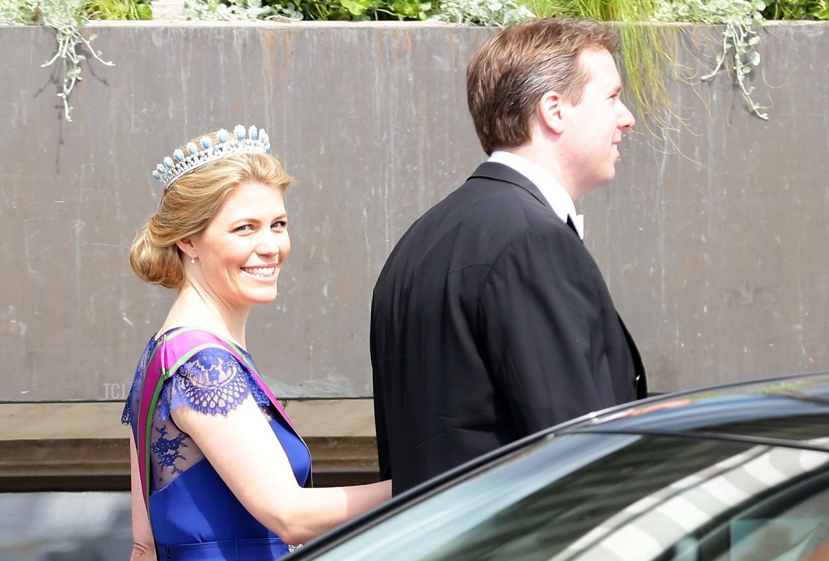Hereditary Princess Kelly of Saxe-Coburg and Gotha and Hereditary Prince Hubertus of Saxe-Coburg and Gotha attend the wedding of Princess Madeleine of Sweden and Christopher O'Neill hosted by King Carl Gustaf XIV and Queen Silvia at The Royal Palace on June 8, 2013 in Stockholm, Sweden