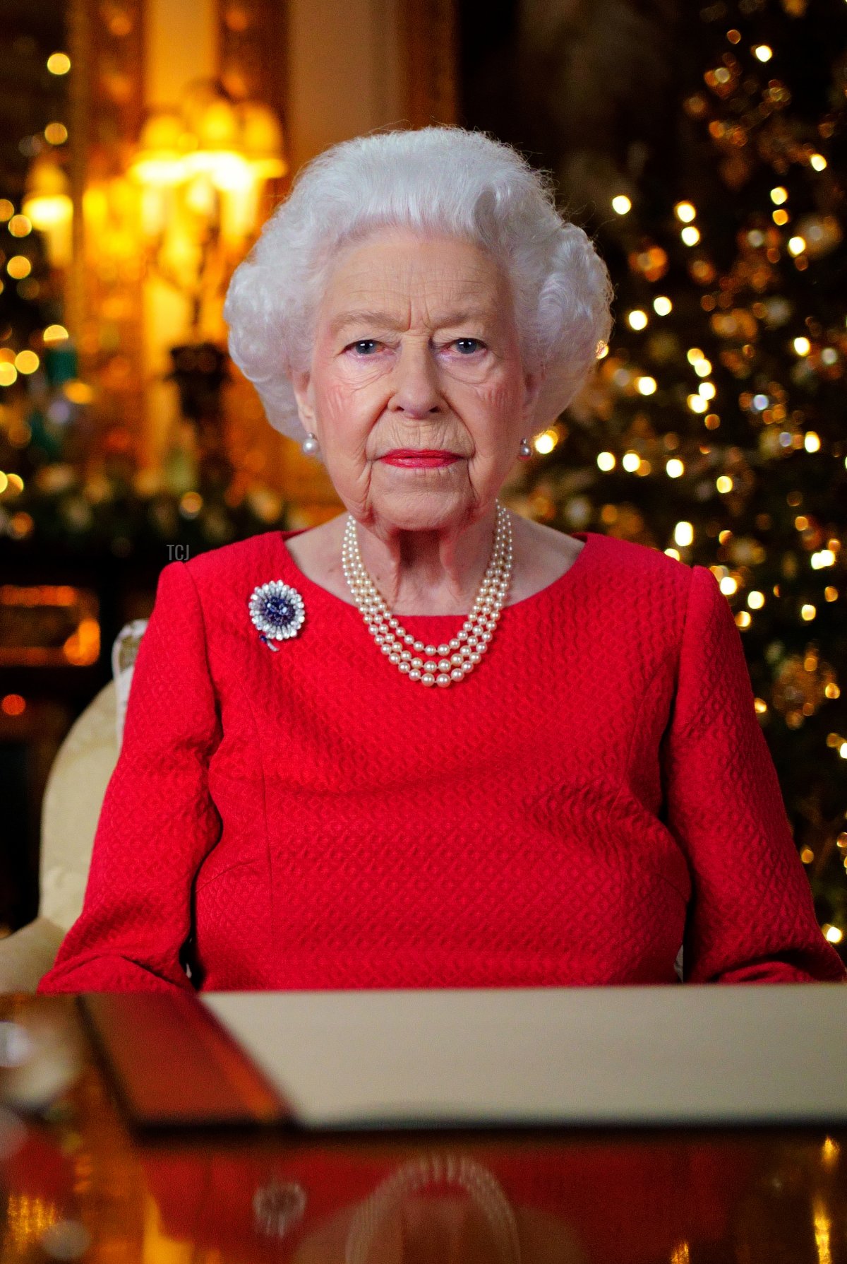 Queen Elizabeth II records her annual Christmas broadcast in the White Drawing Room at Windsor Castle on December 23, 2021 in Windsor, England