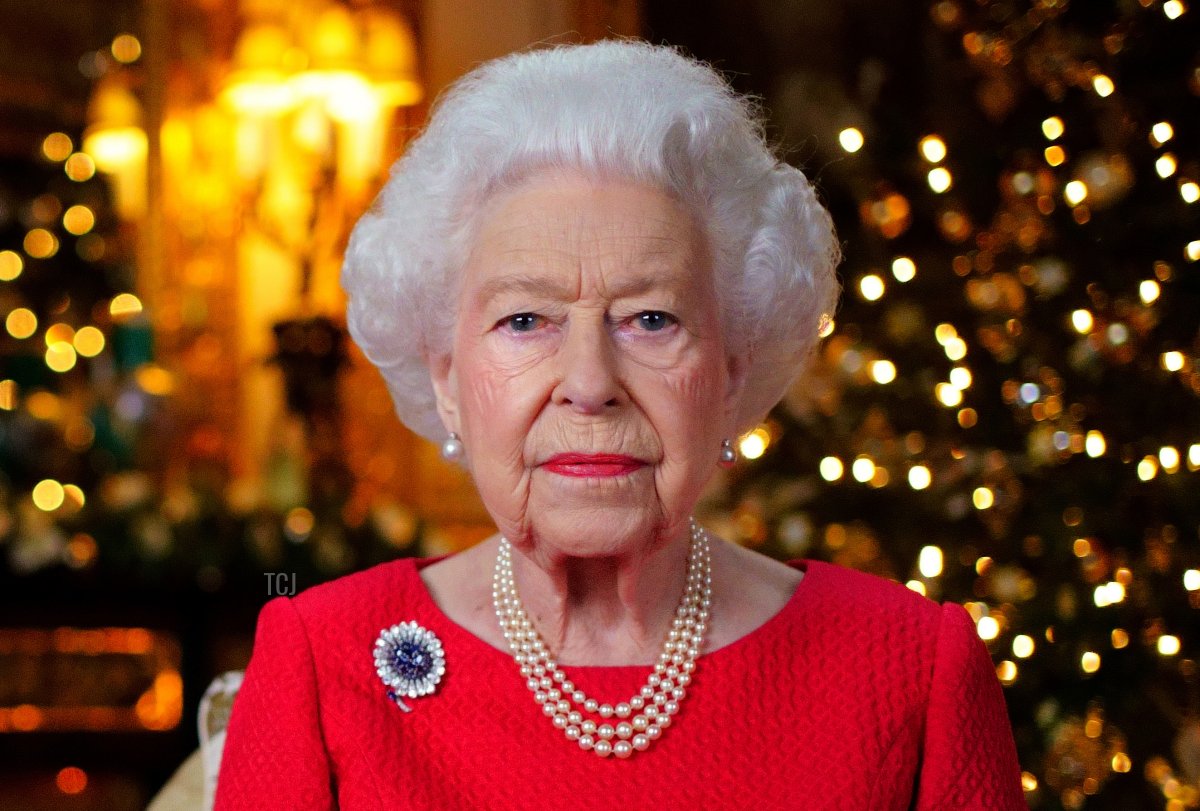Queen Elizabeth II records her annual Christmas broadcast in the White Drawing Room at Windsor Castle on December 23, 2021 in Windsor, England