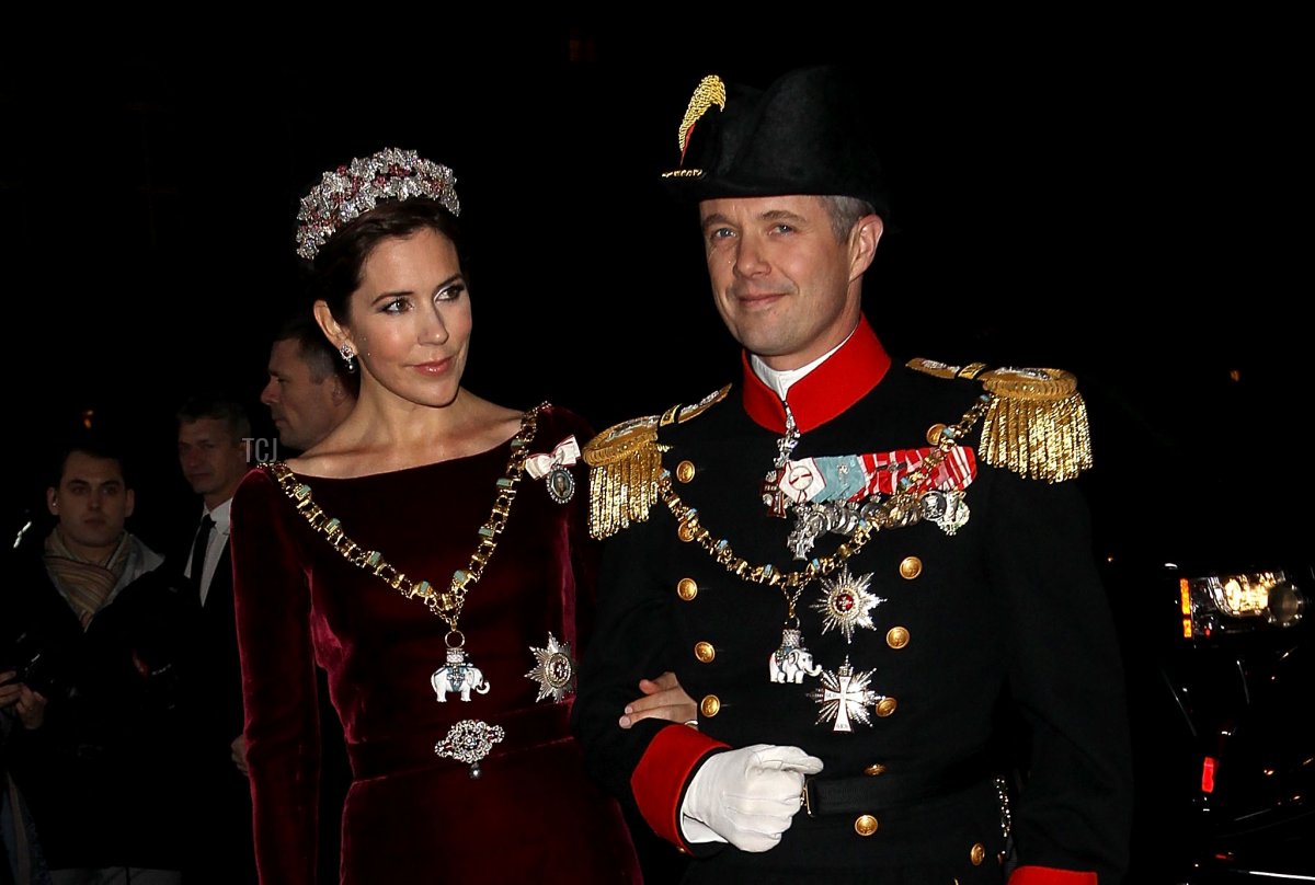 Crown Princess Mary of Denmark and Crown Prince Frederik of Denmark attend the New Year's levee and New Year's Banquet in Christian VII's Palace, Amalienborg on January 1, 2012 in Copenhagen, Denmark
