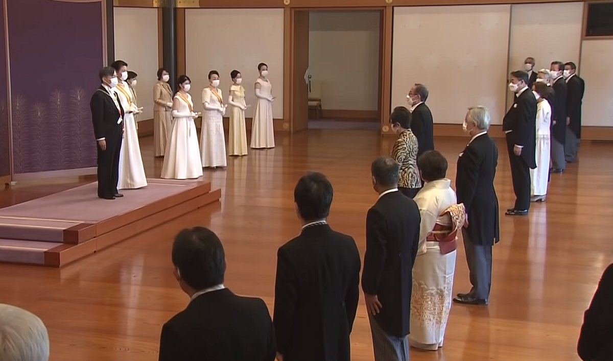 Members of the Japanese imperial family attend the annual New Year reception at the Imperial Palace in Tokyo, 1 Jan 2022