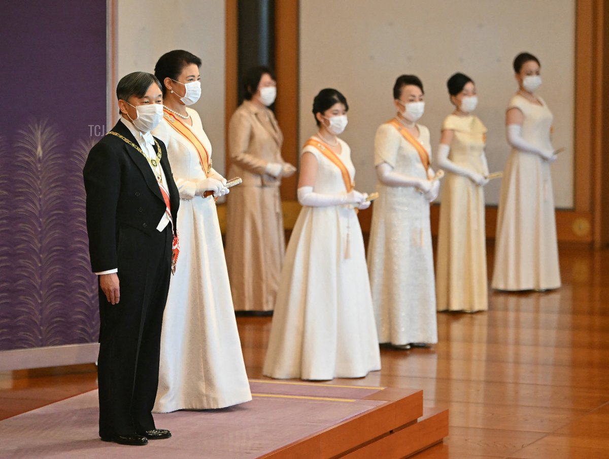 Members of the Japanese imperial family attend the annual New Year reception at the Imperial Palace in Tokyo, 1 Jan 2022