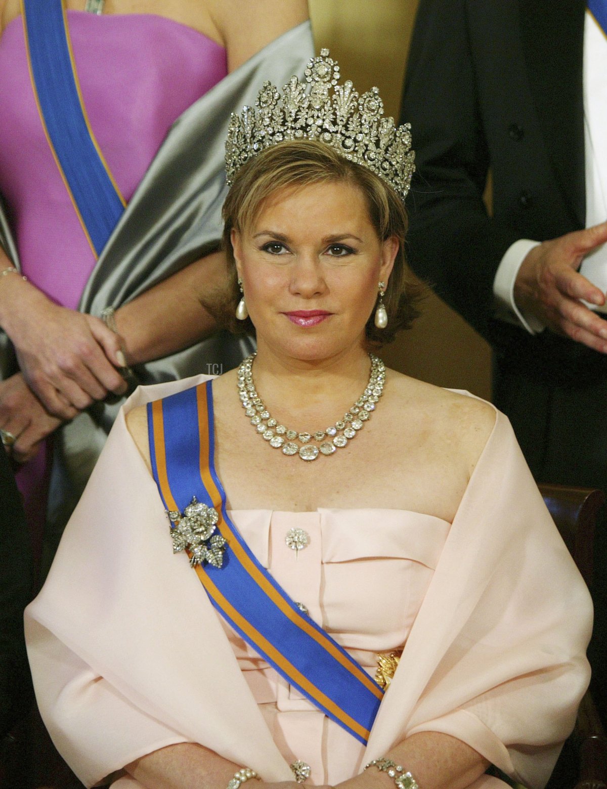 The Grand Duchess Maria Teresa of Luxemburg poses for a group photo at the Noordeinde Palace in The Hague, the Netherlands April 24, 2006