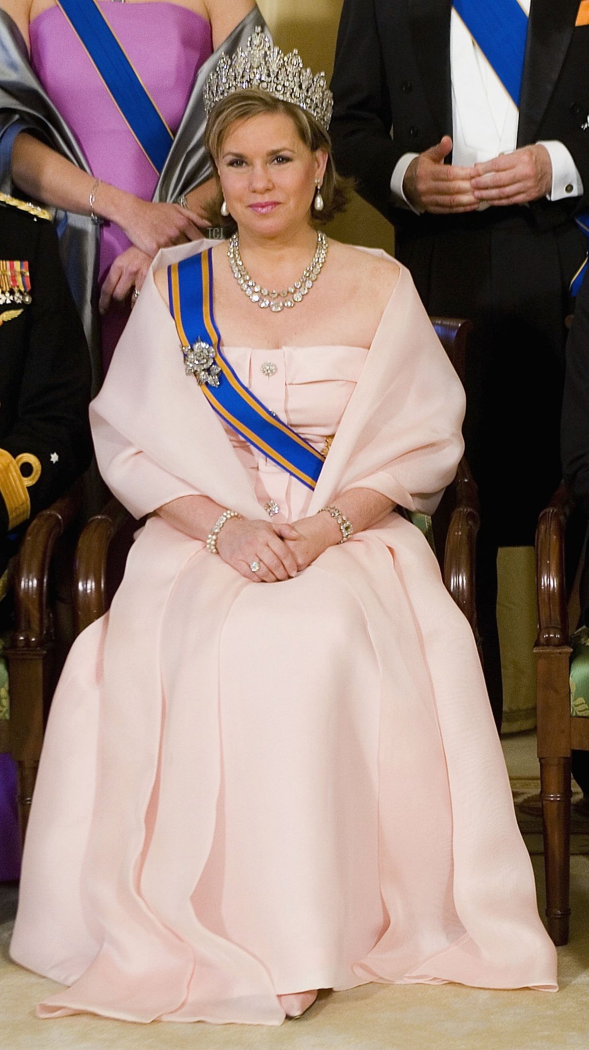 The Grand Duchess Maria Teresa of Luxemburg poses for a group photo at the Noordeinde Palace in The Hague, the Netherlands April 24, 2006
