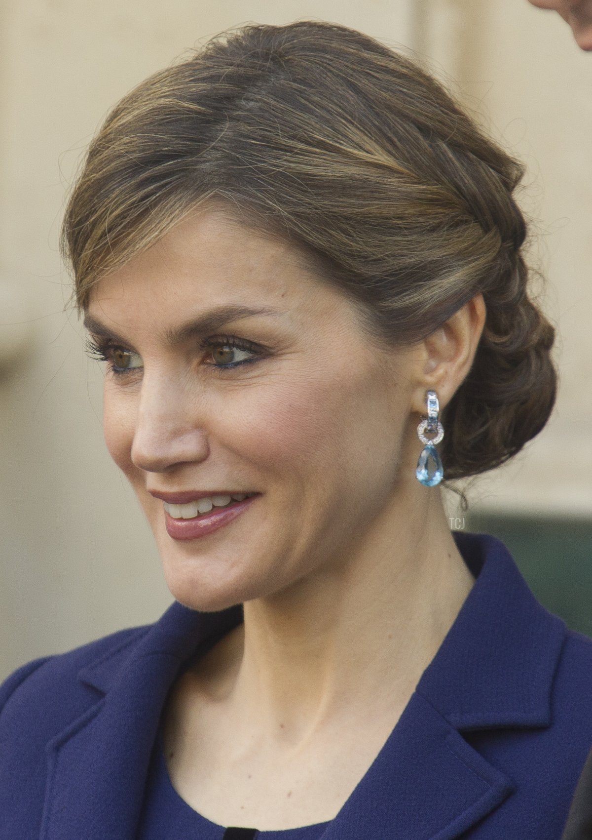 Queen Letizia of Spain poses for photographers at the University of Alcala de Henares for the Cervantes Prize award ceremony on April 23, 2016 in Alcala de Henares, Spain