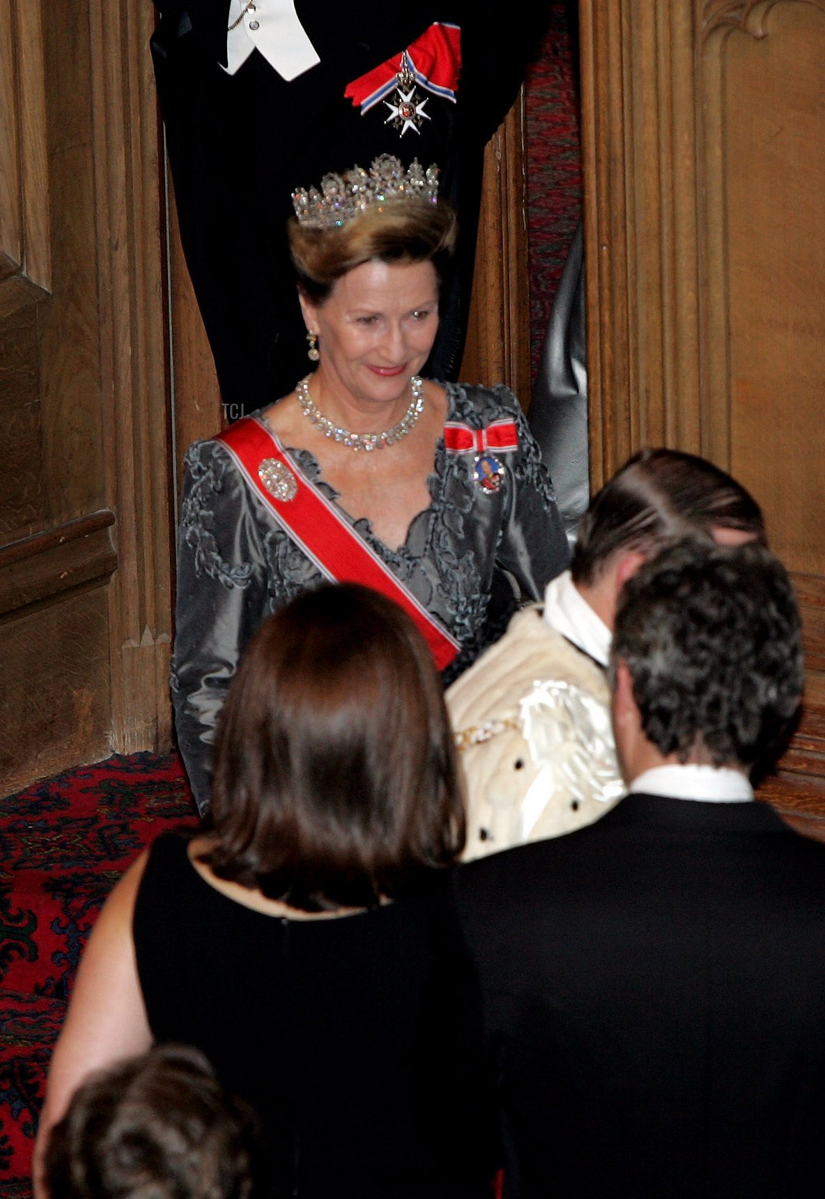 HM Queen Sonja attends a Banquet in honour of the King and Queen of Norway as part of their 3 day visit to the UK to mark 100 years of Norway's independence from Sweden, on October 25, 2005 in London, England