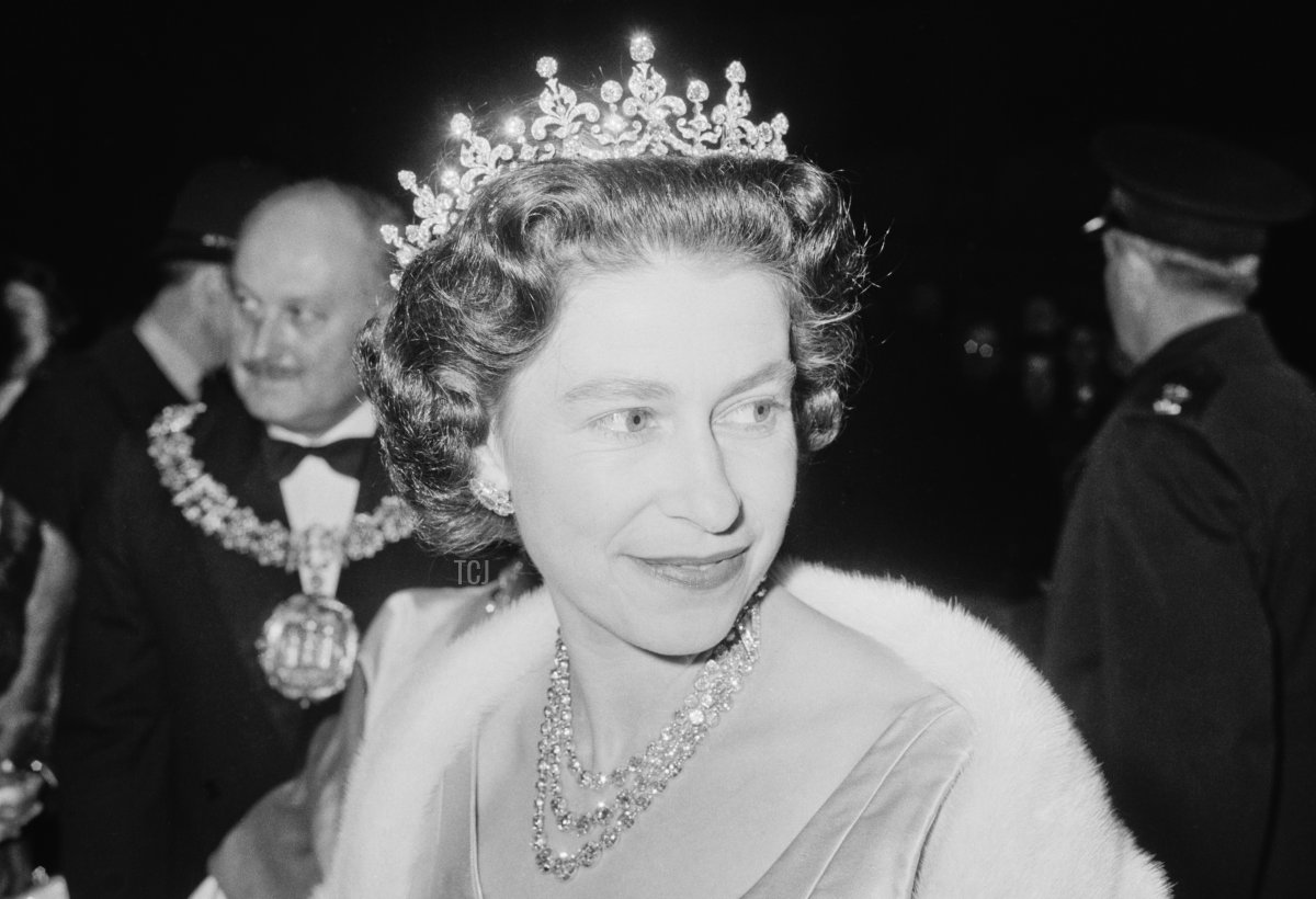 Queen Elizabeth II attends a performance at RADA (the Royal Academy of Dramatic Art), to celebrate the drama school's Diamond Jubilee (60th anniversary), London, UK, November 1964