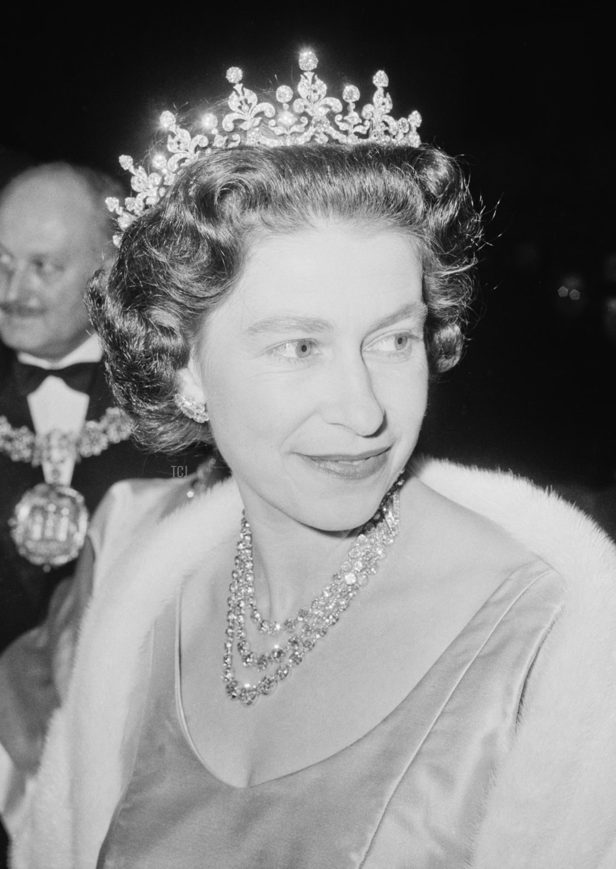 Queen Elizabeth II attends a performance at RADA (the Royal Academy of Dramatic Art), to celebrate the drama school's Diamond Jubilee (60th anniversary), London, UK, November 1964