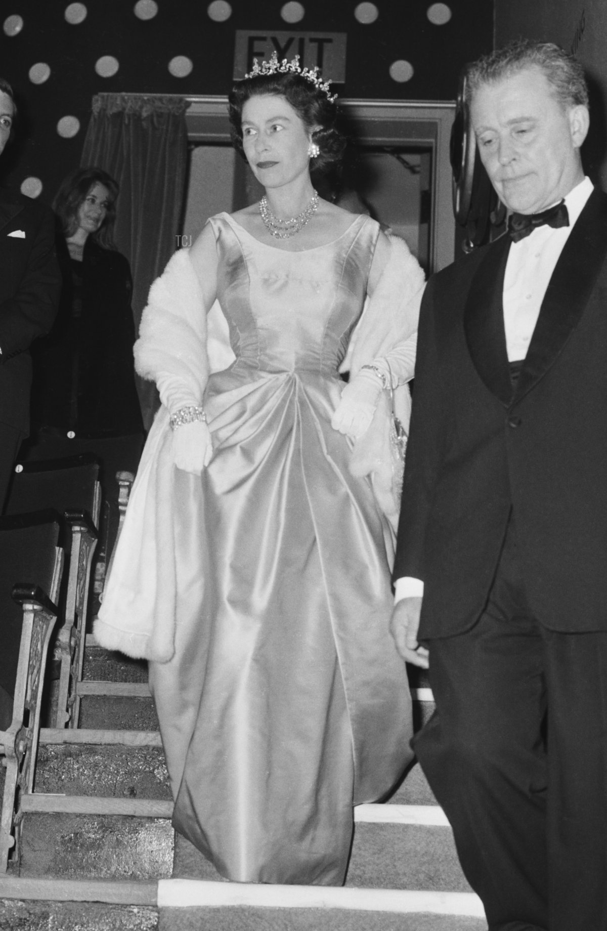 Queen Elizabeth II attends a performance at RADA (the Royal Academy of Dramatic Art), to celebrate the drama school's Diamond Jubilee (60th anniversary), London, UK, November 1964