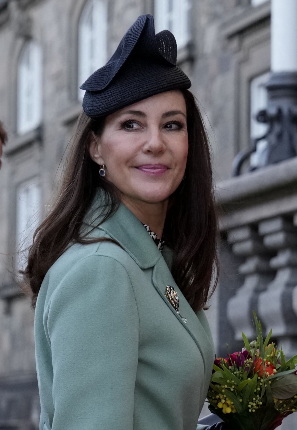Prince Joachim of Denmark (L) and Princes Marie of Denmark (R) arrive to participate in the Danish Parliament's celebration of the 50th Regent's Anniversary of Queen Margrethe II of Denmark (not in picture) at Christiansborg Caste in Copenhagen on January 14, 2022