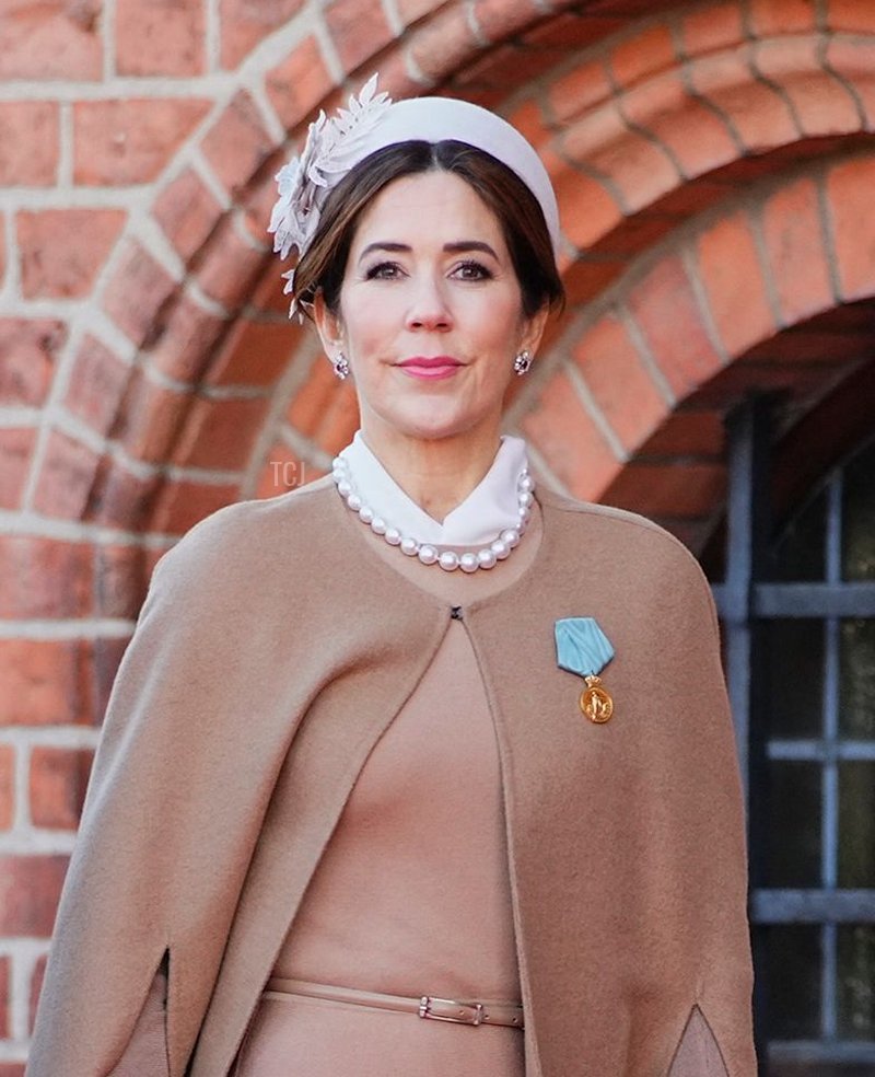 Princess Benedikte of Denmark, Crown Prince Frederik of Denmark and Crown Princess Mary of Denmark are pictured after visiting the tomb of Frederick IX of Denmark, father of Queen Margrethe II of Denmark and Princess Benedikte, at Roskilde Cathedral on the day of Queen's 50th anniversary of her accession to the throne, in Roskilde, Denmark, on January 14, 2022