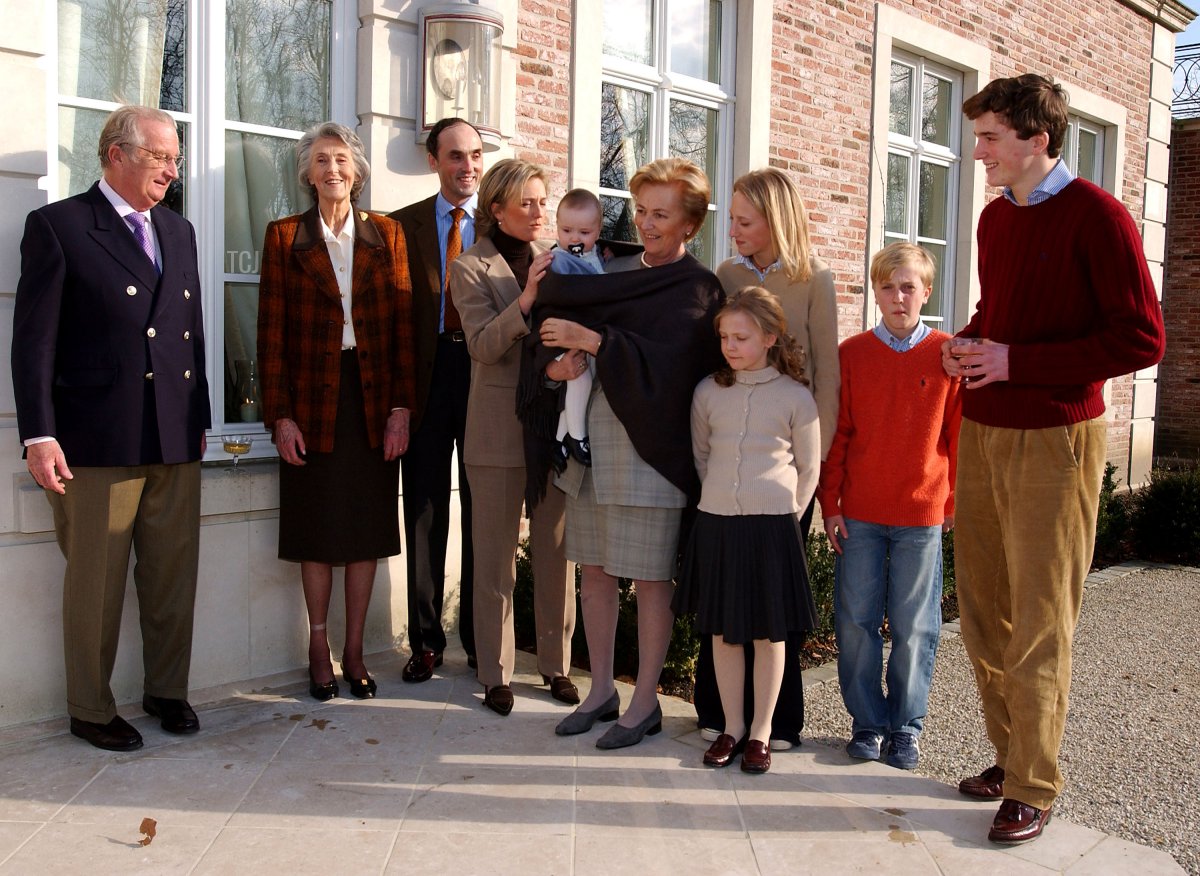 King Albert, Arch-duchess Margherita, Prince Lorenz, Prince Joachim, Princess Astrid, Princess Louisa-Maria and Prince Amedeo attend a photocall to celebrate Prince Amedeo's 18th birthday on February 20, 2004 in Brussels, Belgium