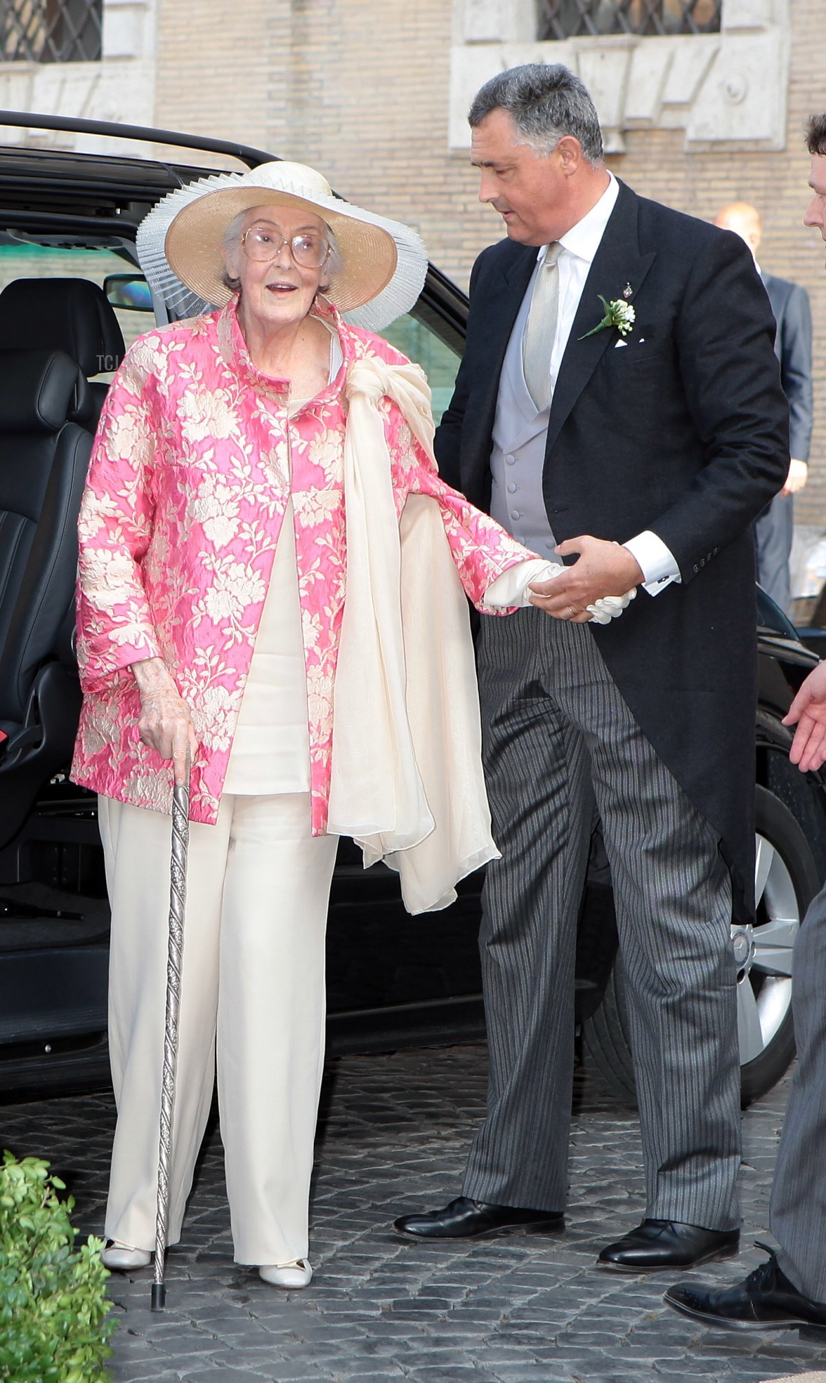 Guests arrive at wedding of Prince Amedeo Of Belgium and Elisabetta Maria Rosboch Von Wolkenstein at Basilica Santa Maria in Trastevere on July 5, 2014 in Rome, Italy