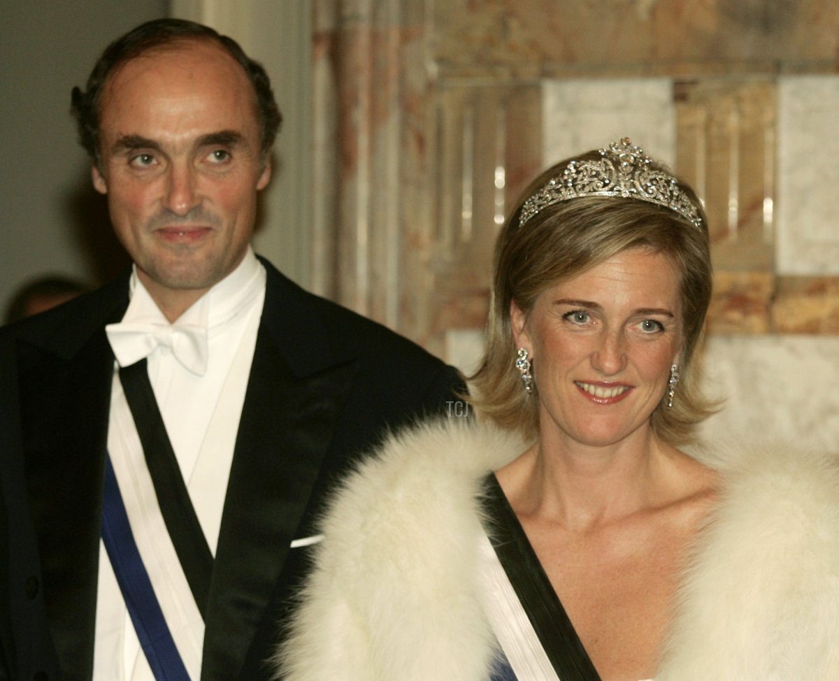 Prince Lorenz and Princess Astrid pose pose before the gala dinner at Laeken Castle October 18, 2005 in Brussels, Belgium