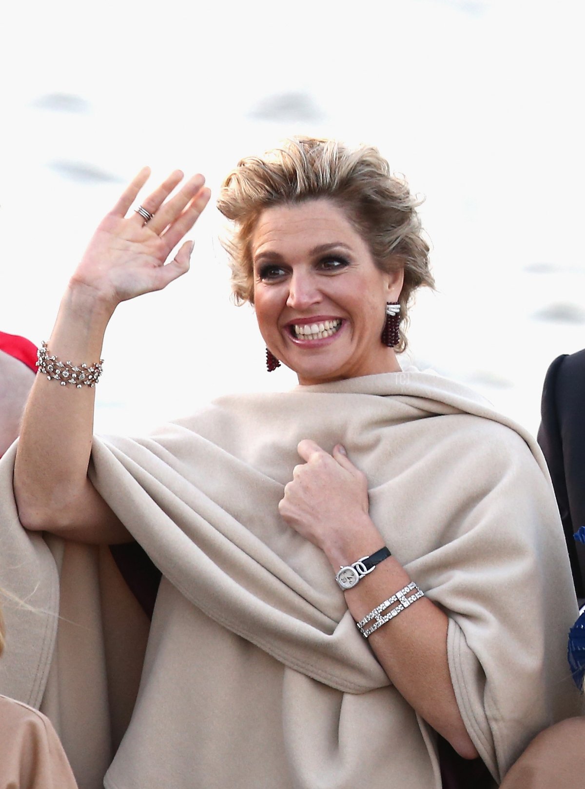 Queen Maxima of The Netherlands is seen aboard the King's boat for the water pageant to celebrate the inauguration of King Willem Alexander of the Netherlands after the abdication of his mother Queen Beatrix of the Netherlands on April 30, 2013 in Amsterdam, Netherlands