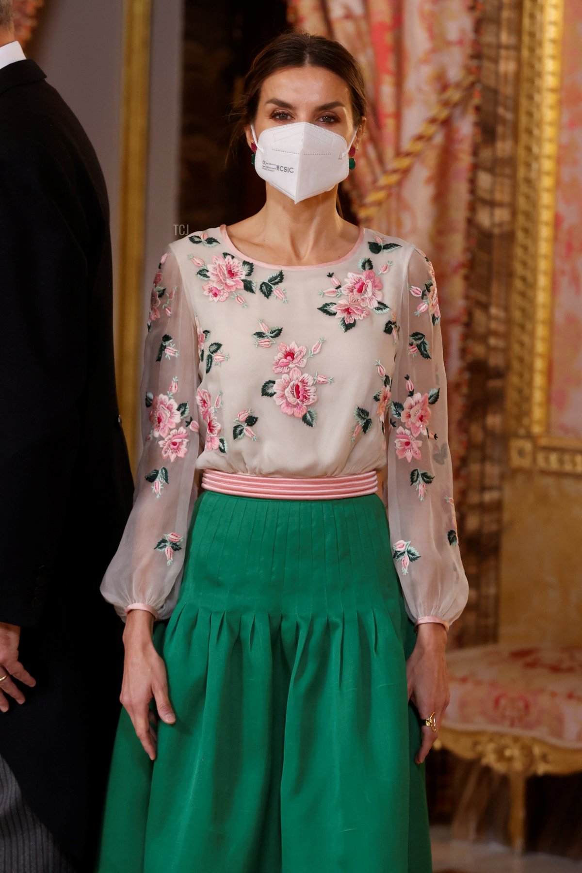 Queen Letizia of Spain attends the reception of the accredited diplomatic corps accredited in Spain during a celebration act at the Royal Palace on January 17, 2022 in Madrid, Spain