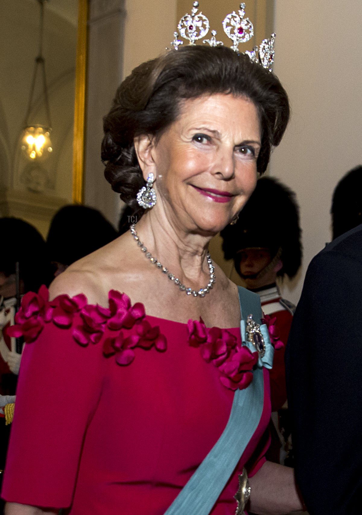 King Carl Gustaf of Sweden and wife Queen Silvia arrive to the gala banquet on the occasion of The Crown Prince's 50th birthday at Christiansborg Palace on May 26, 2018 in Copenhagen, Denmark