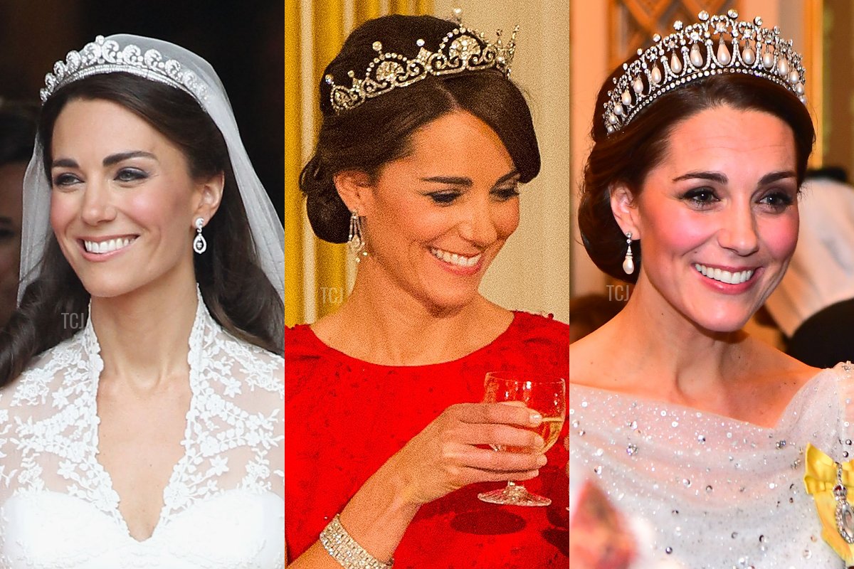 TRH Prince William, Duke of Cambridge and Catherine, Duchess of Cambridge smile following their marriage at Westminster Abbey on April 29, 2011 in London/Chinese President Xi Jinping (R) raises a glass with Britain's Catherine, Duchess of Cambridge, during State Banquet hosted by Britain's Queen Elizabeth II (unseen) at Buckingham Palace in London, on October 20, 2015/Catherine, Duchess of Cambridge greets guests at an evening reception for members of the Diplomatic Corps at Buckingham Palace on December 04, 2018 in London, England