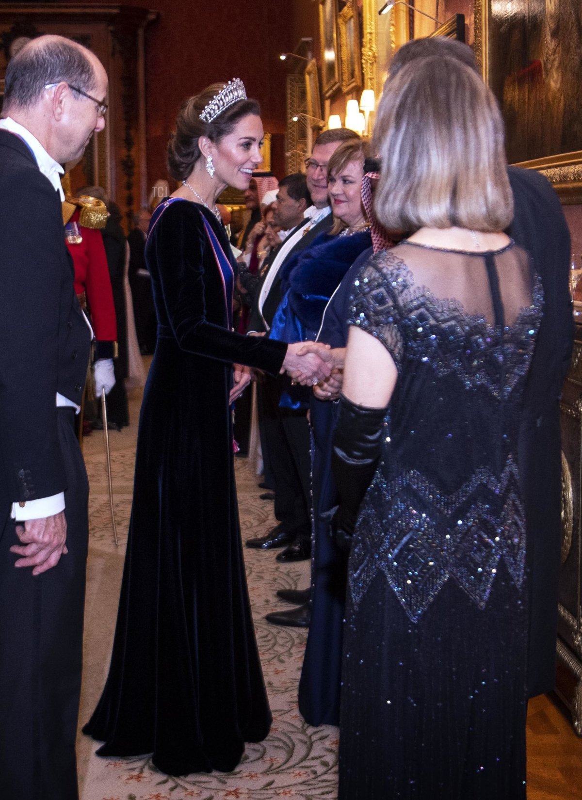 Catherine, Duchess of Cambridge at an evening reception for members of the Diplomatic Corps at Buckingham Palace on December 11, 2019 in London, England