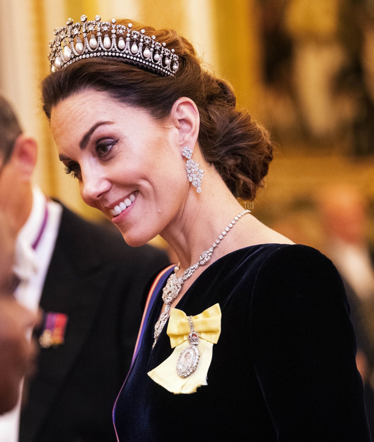 Catherine, Duchess of Cambridge at an evening reception for members of the Diplomatic Corps at Buckingham Palace on December 11, 2019 in London, England