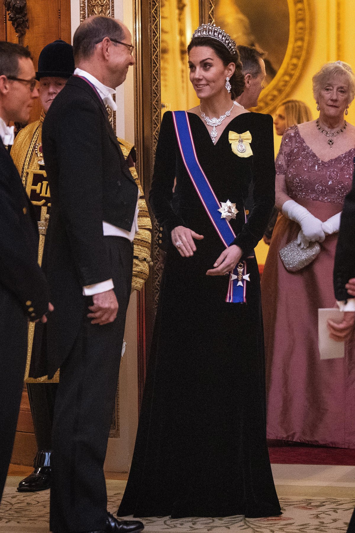 Catherine, Duchess of Cambridge at an evening reception for members of the Diplomatic Corps at Buckingham Palace on December 11, 2019 in London, England