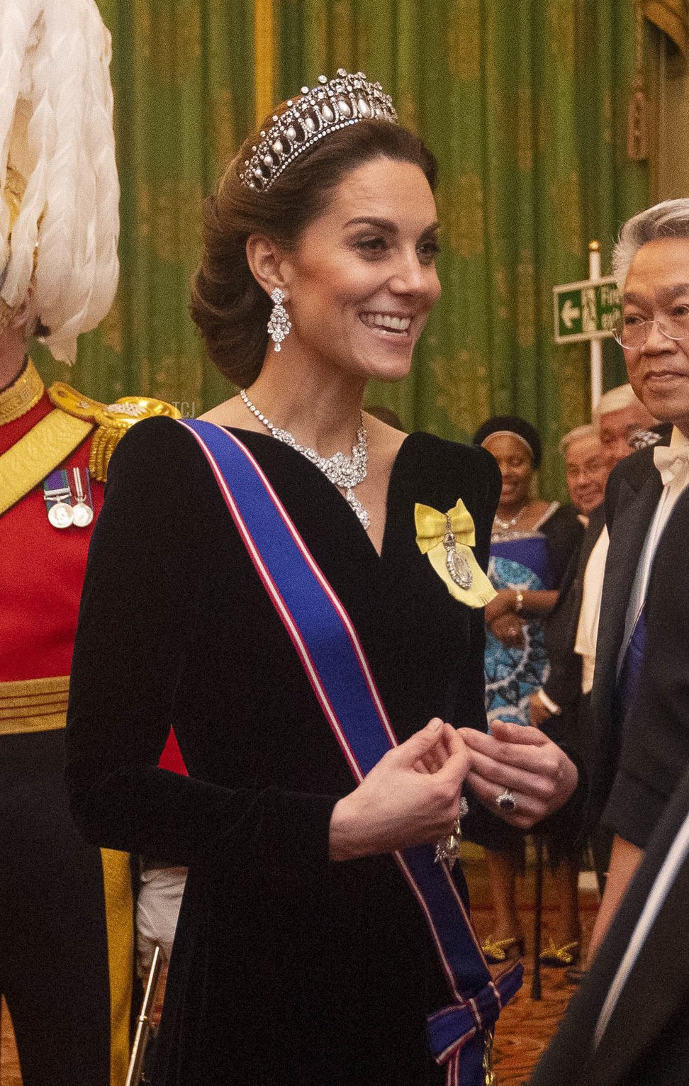 Catherine, Duchess of Cambridge at an evening reception for members of the Diplomatic Corps at Buckingham Palace on December 11, 2019 in London, England