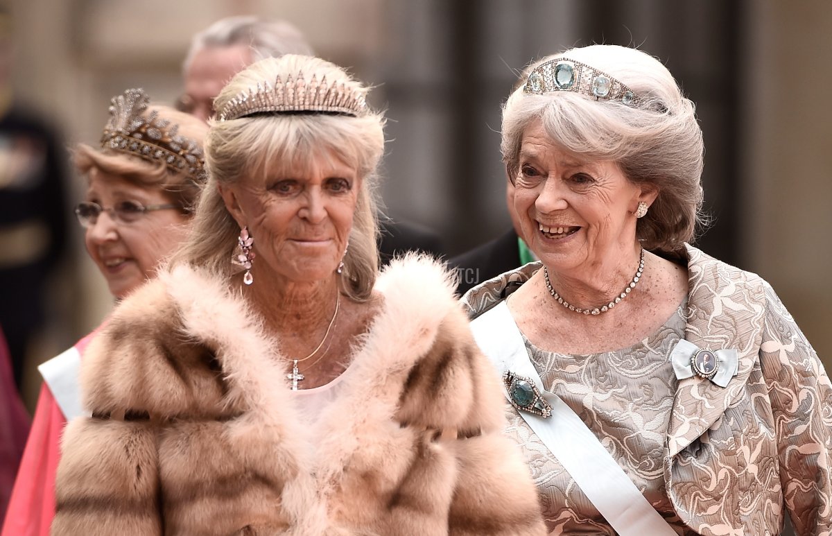 Princess Christina, Mrs. Magnuson, guest, Princess Birgitta of Sweden and Princess Margaretha Mrs. Ambler attend the royal wedding of Prince Carl Philip of Sweden and Sofia Hellqvist at The Royal Palace on June 13, 2015 in Stockholm, Sweden