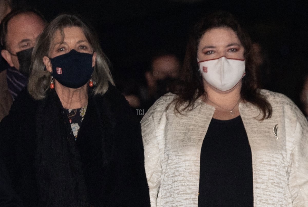 Princess Caroline of Hanover and Melanie-Antoinette Costello de Massy attend the Sainte Devote Ceremony. on January 26, 2022 in Monaco