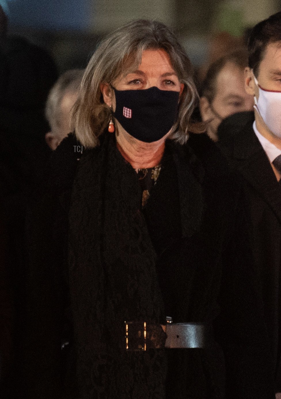 Princess Caroline of Hanover attends the Sainte Devote Ceremony on January 26, 2022 in Monaco