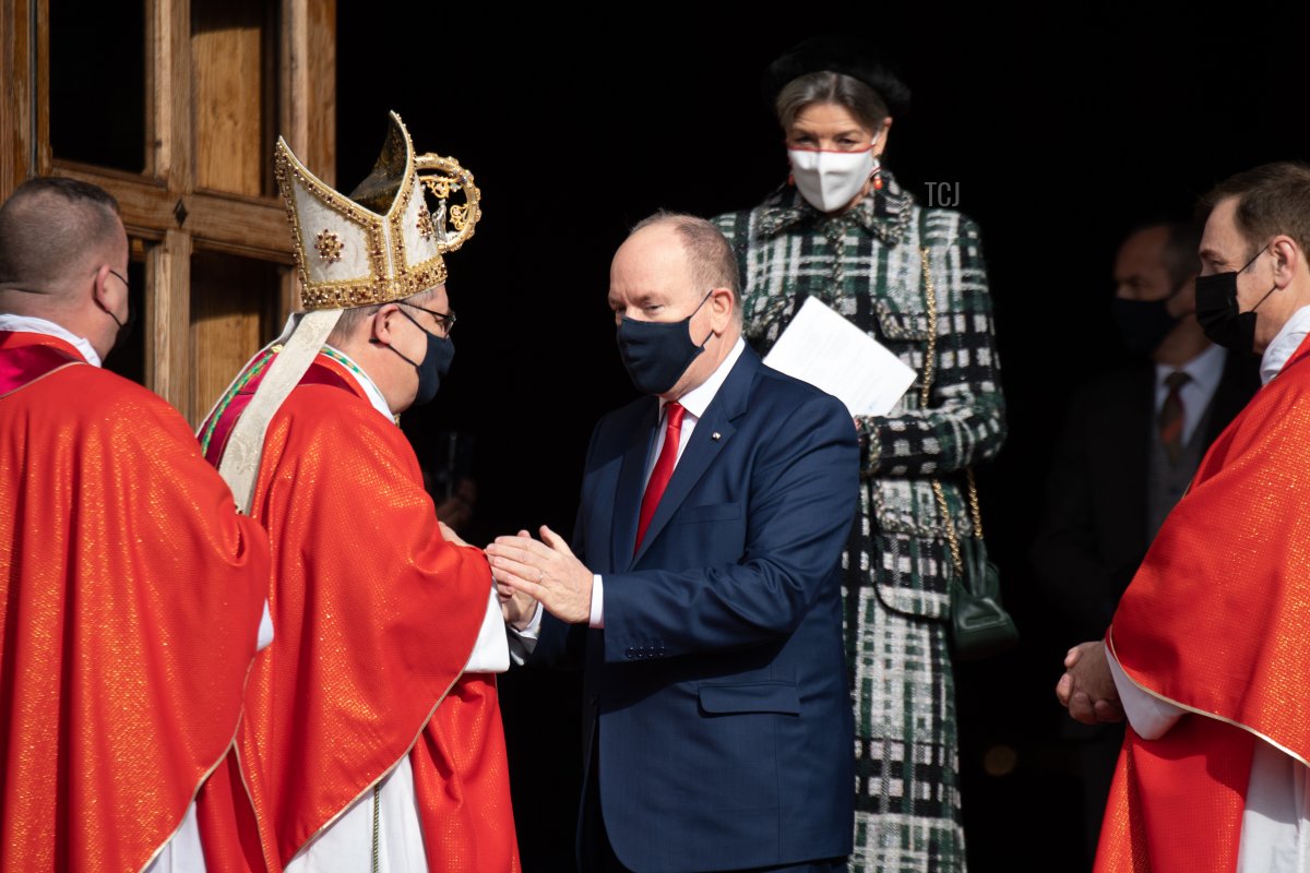 Prince Albert II of Monaco attends the Sainte-Devote ceremony on January 27, 2022 in Monaco