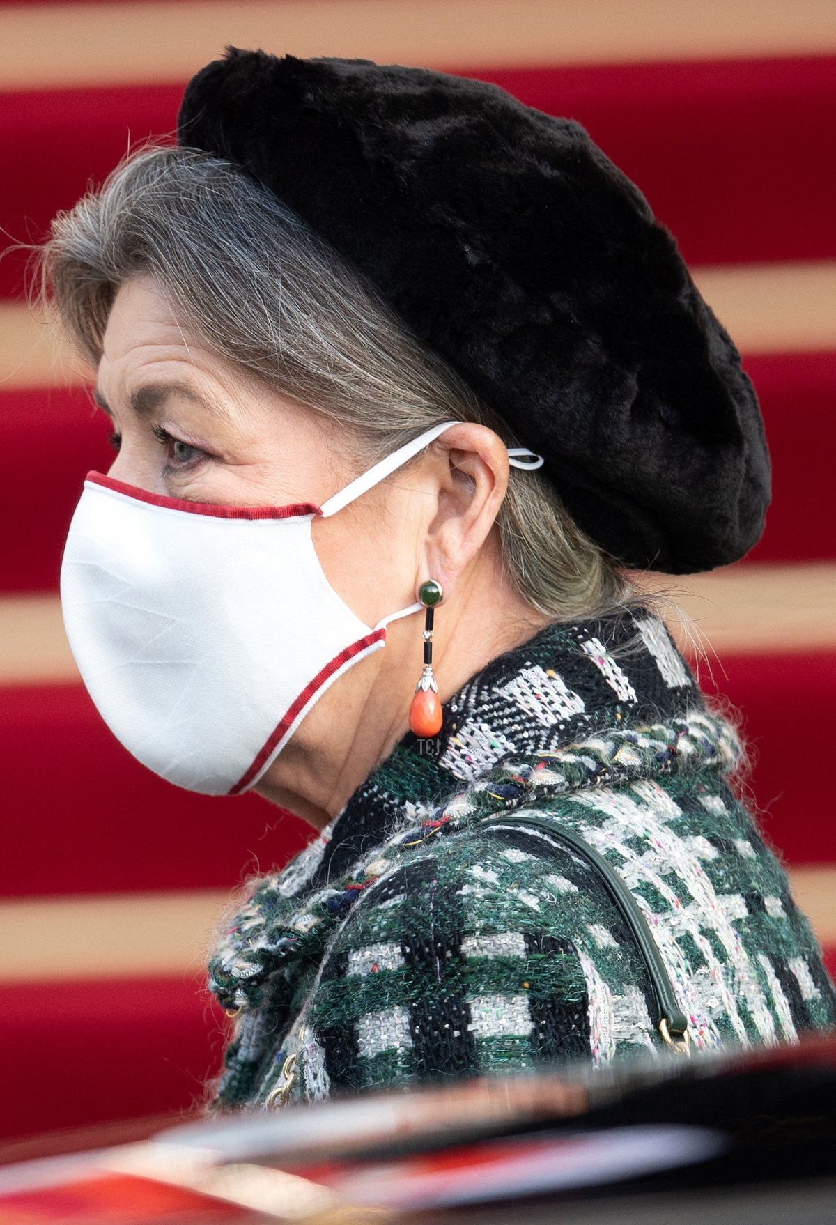 Princess Caroline of Hanover attends the Sainte-Devote ceremony on January 27, 2022 in Monaco