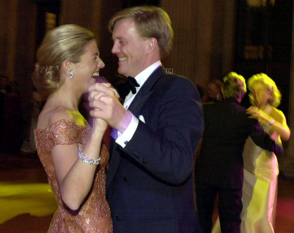 Crown Prince Willem-Alexander and his Argentine fiancee Maxima Zorreguieta open the ball with a dance after a formal dinner at the royal palace in Amsterdam, January 31, 2002
