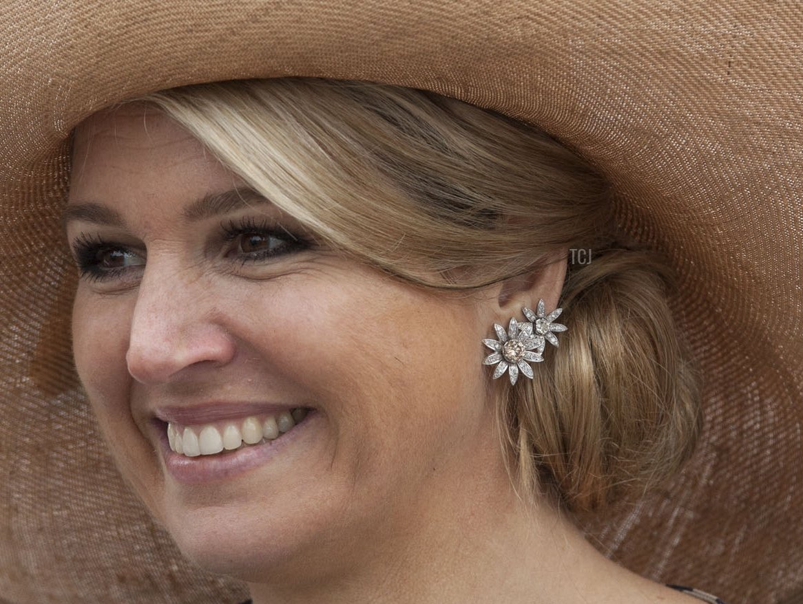 Queen Maxima of The Netherlands smiles during a one day visit to Gelderland and Utrecht Provinces at downtown Wageningen on May 30, 2013 in Wageningen, Netherlands