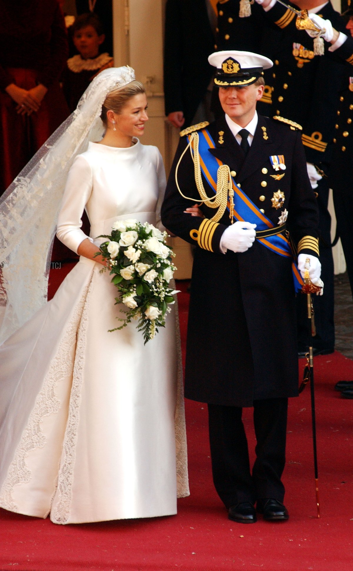 Dutch Crown Prince Willem Alexander and his new bride Crown Princess Maxima Zorreguieta leave the Church February 2, 2002 following their wedding in Amsterdam