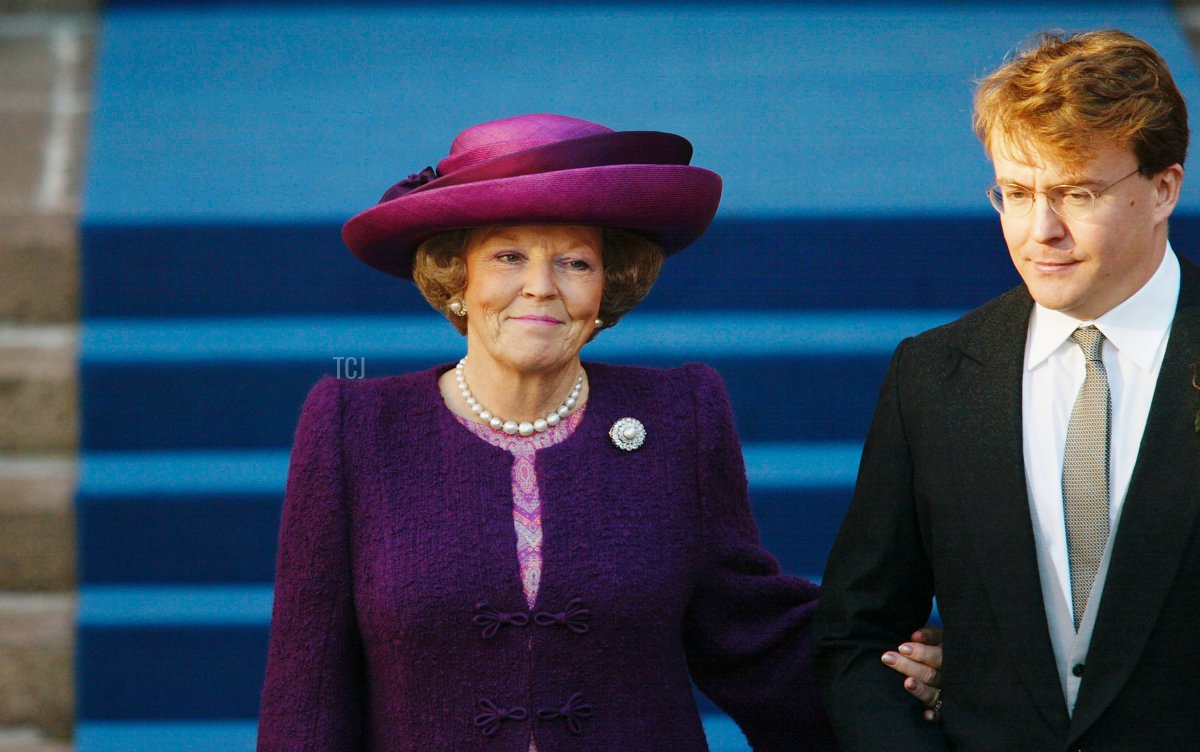 Queen Beatrix of Holland and Prince Johan of Holland arrive for the wedding of Dutch Crown Prince Willem Alexander and Crown Princess Maxima Zorreguieta February 2, 2002 in Amsterdam