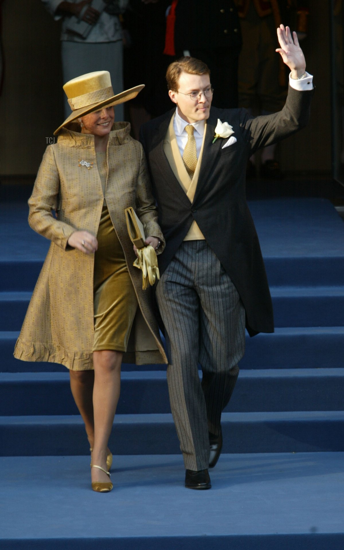 Princess Laurentien of Holland and her husband, Prince Constantijn arrive at the wedding of Dutch Crown Prince Willem Alexander and Crown Princess Maxima Zorreguieta February 2, 2002 in Amsterdam