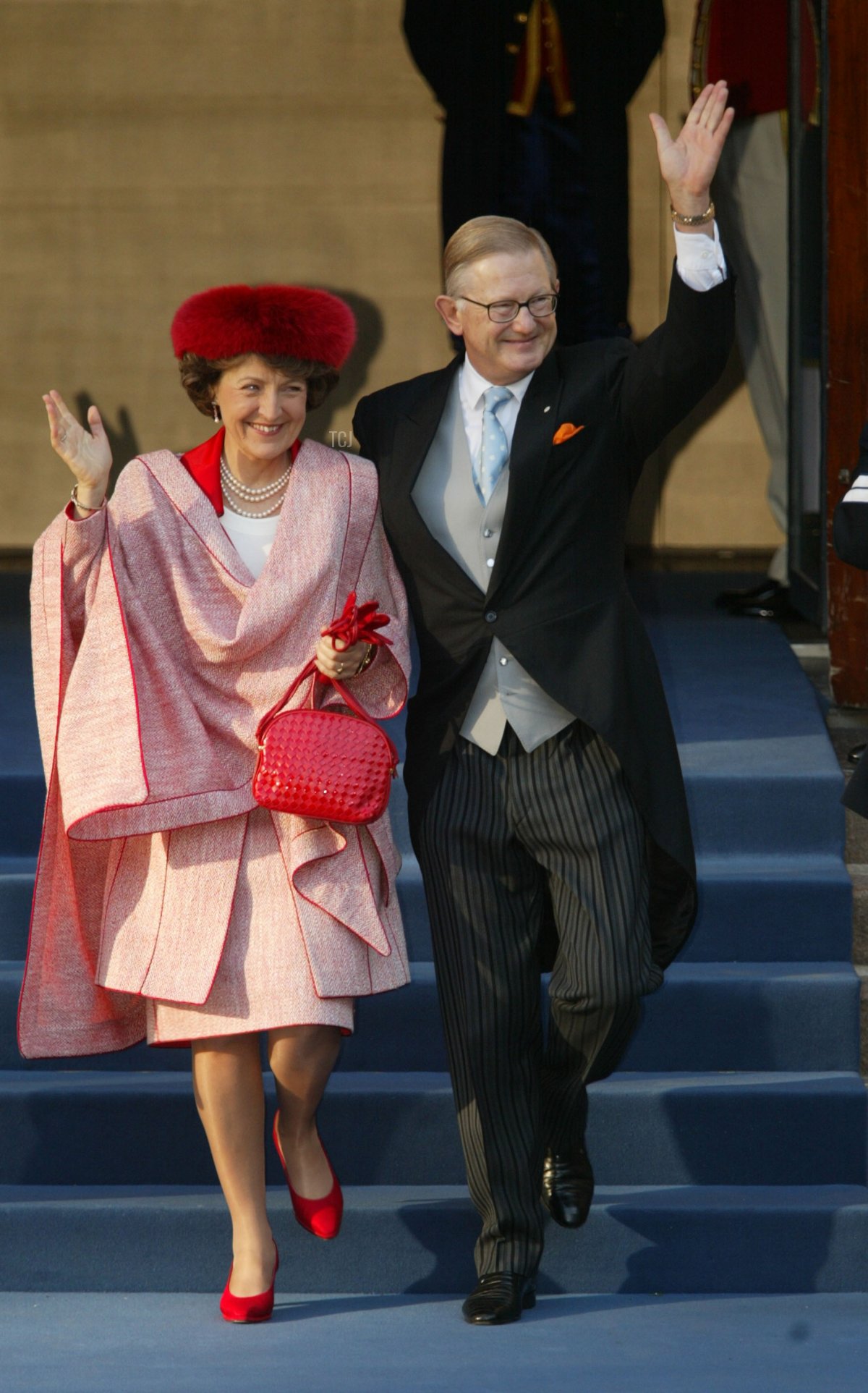 Princess Margriet of Holland and her husband Meester Van Vollenhove arrive at the wedding of Dutch Crown Prince Willem Alexander and Crown Princess Maxima Zorreguieta February 2, 2002 in Amsterdam