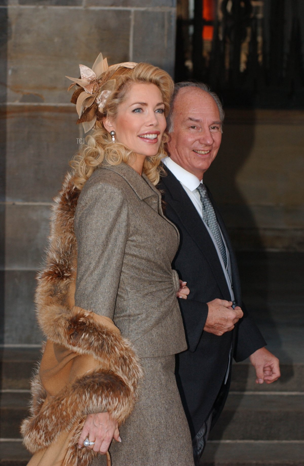 The Aga Khan and his wife arrive for the wedding of Dutch Crown Prince Willem Alexander and Crown Princess Maxima Zorreguieta February 2, 2002 in Amsterdam