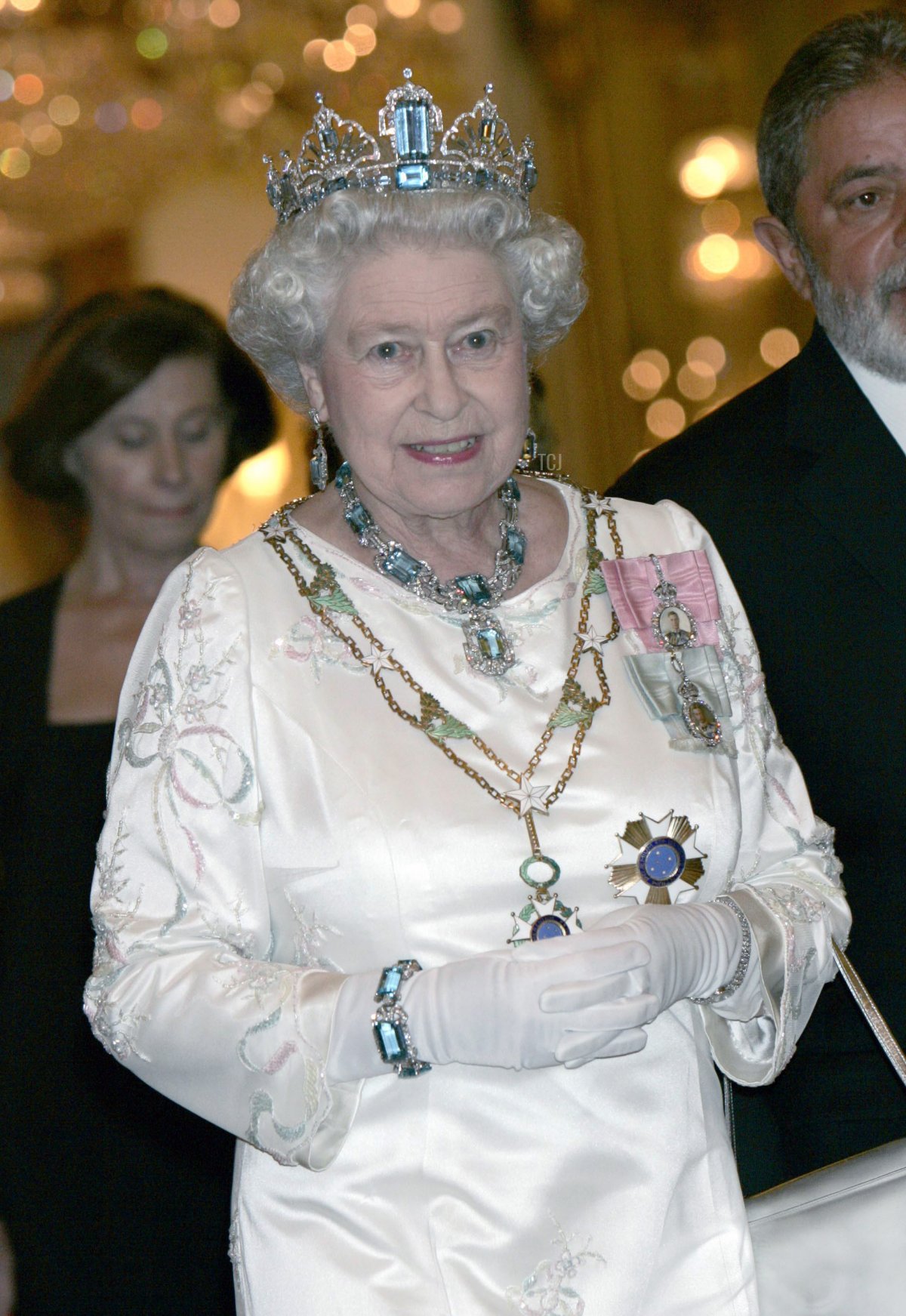 Queen Elizabeth II attends a State Banquet in Buckingham Palace, London, 07 March 2006 in honour of Brazilian President Mr Luiz Inacio Lula de Silva