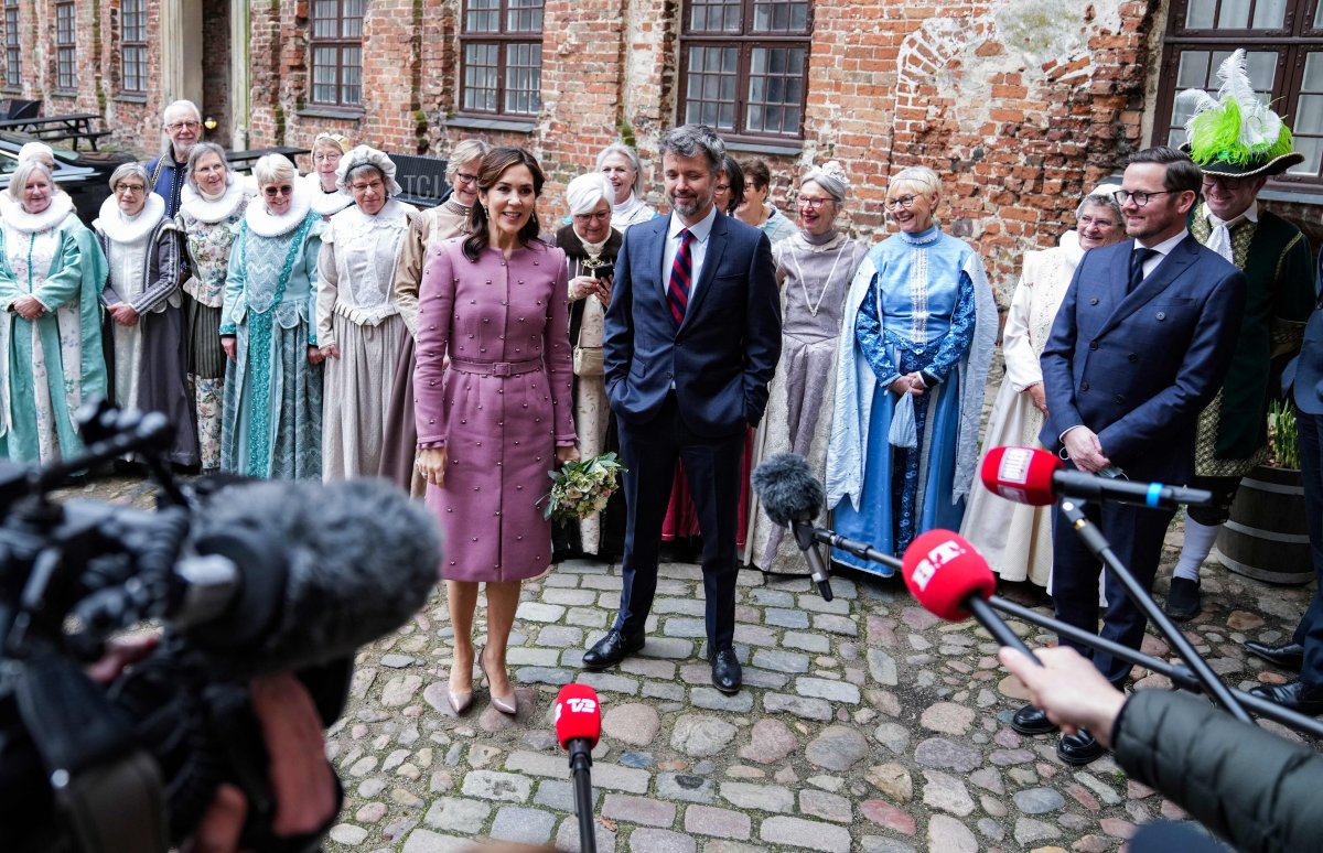 Crown Princess Mary of Denmark and her husband Crown Prince Frederik of Denmark visit Koldinghus to open the exhibition "Mary and the Crown Princesses" on January 31, 2022 in Kolding