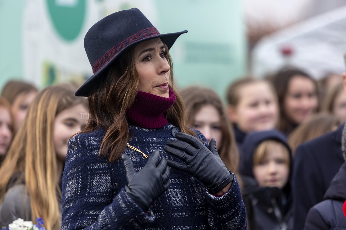 Crown Princess Mary of Denmark, Prince Vincent and Princess Josephine visit Copenhagen Zoo to cut the first sod for what will be Mary's Australian Garden on February 2, 2022 in Frederiksberg, Denmark