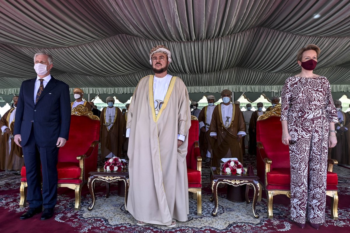 Queen Mathilde of Belgium and King Philippe - Filip of Belgium pictured during a visit to the Port of Duqm, Oman, during an official visit of the Belgian Royals to the Sultanate of Oman and United Arab Emirates, Friday 04 February 2022