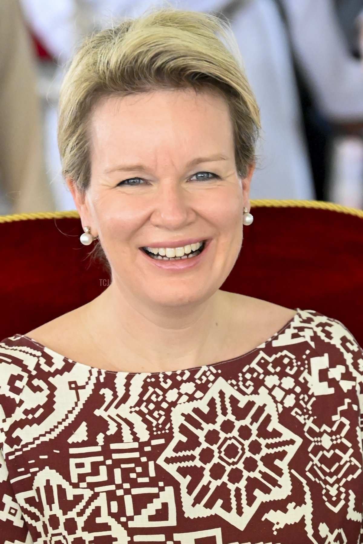 Queen Mathilde of Belgium pictured during a visit to the Port of Duqm, Oman, during an official visit of the Belgian Royals to the Sultanate of Oman and United Arab Emirates, Friday 04 February 2022