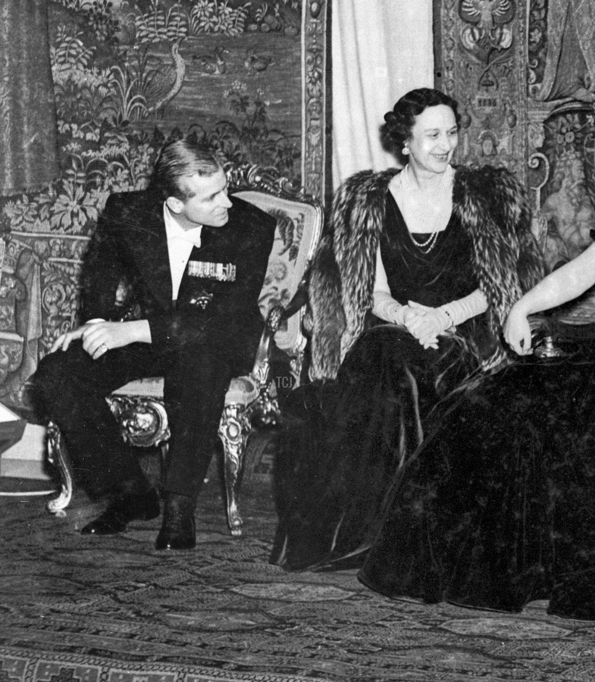 The royal family attends the Anglo-Danish Society Reception at the Victoria and Albert Museum in London, 6 Dec 1948