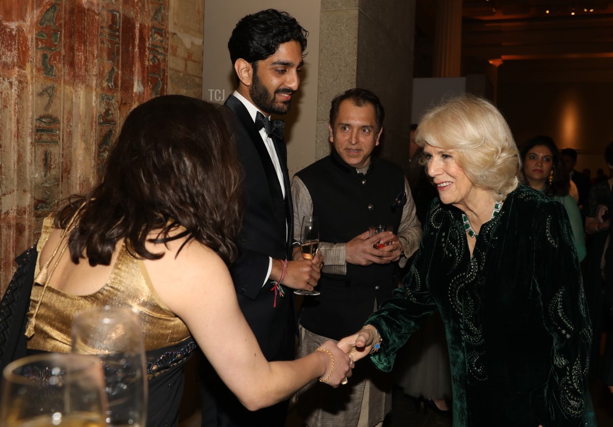 Camilla, Duchess of Cornwall attends a reception to celebrate the British Asian Trust at The British Museum on February 09, 2022 in London, England