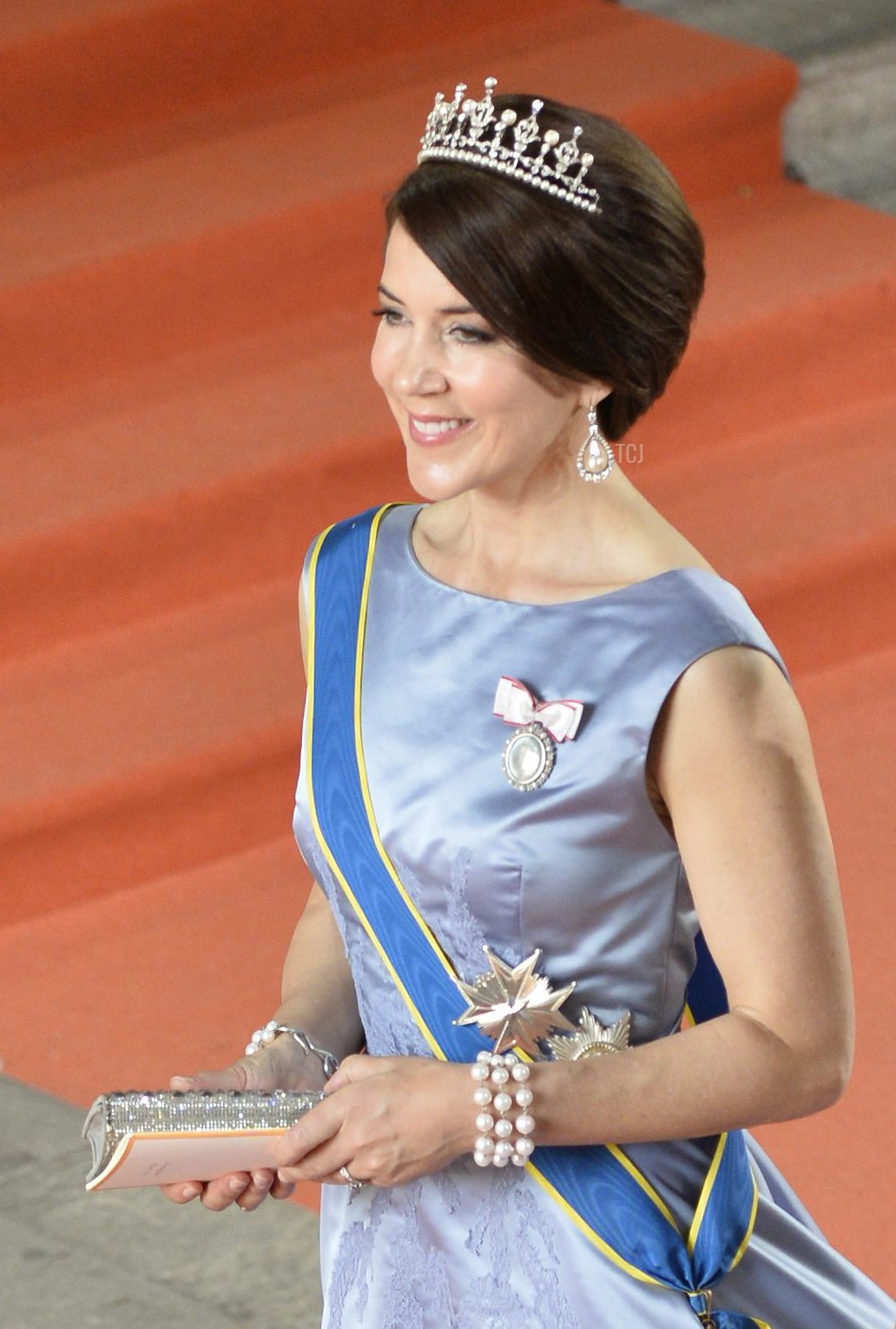 Crown Princess Mary of Denmark (L) and Crown Prince Frederik of Denmark arrive for the wedding of Sweden's Crown Prince Carl Philip and Sofia Hellqvist at Stockholm Palace on June 13, 2015