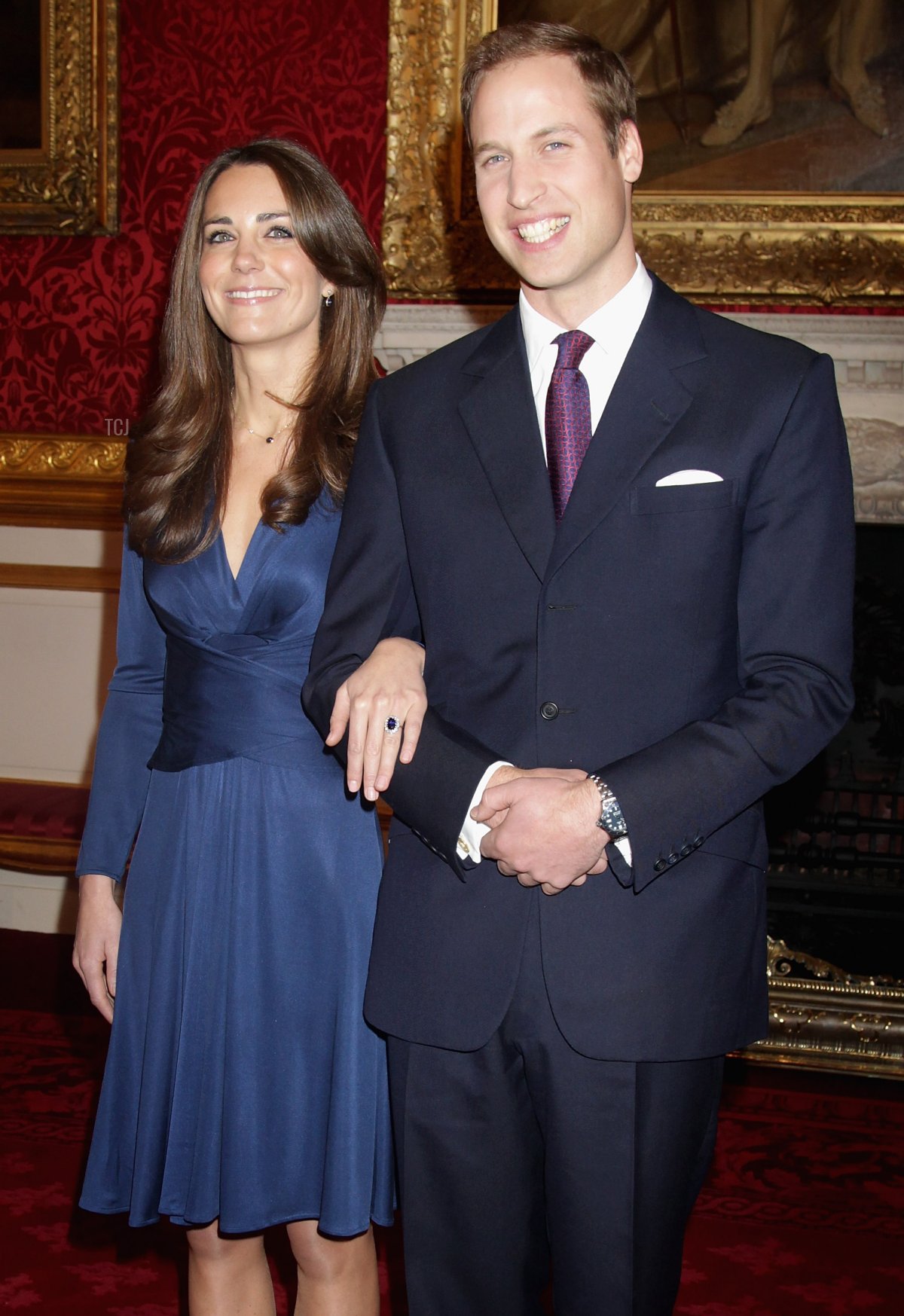 Prince William and Kate Middleton pose for photographs in the State Apartments of St James Palace on November 16, 2010 in London, England