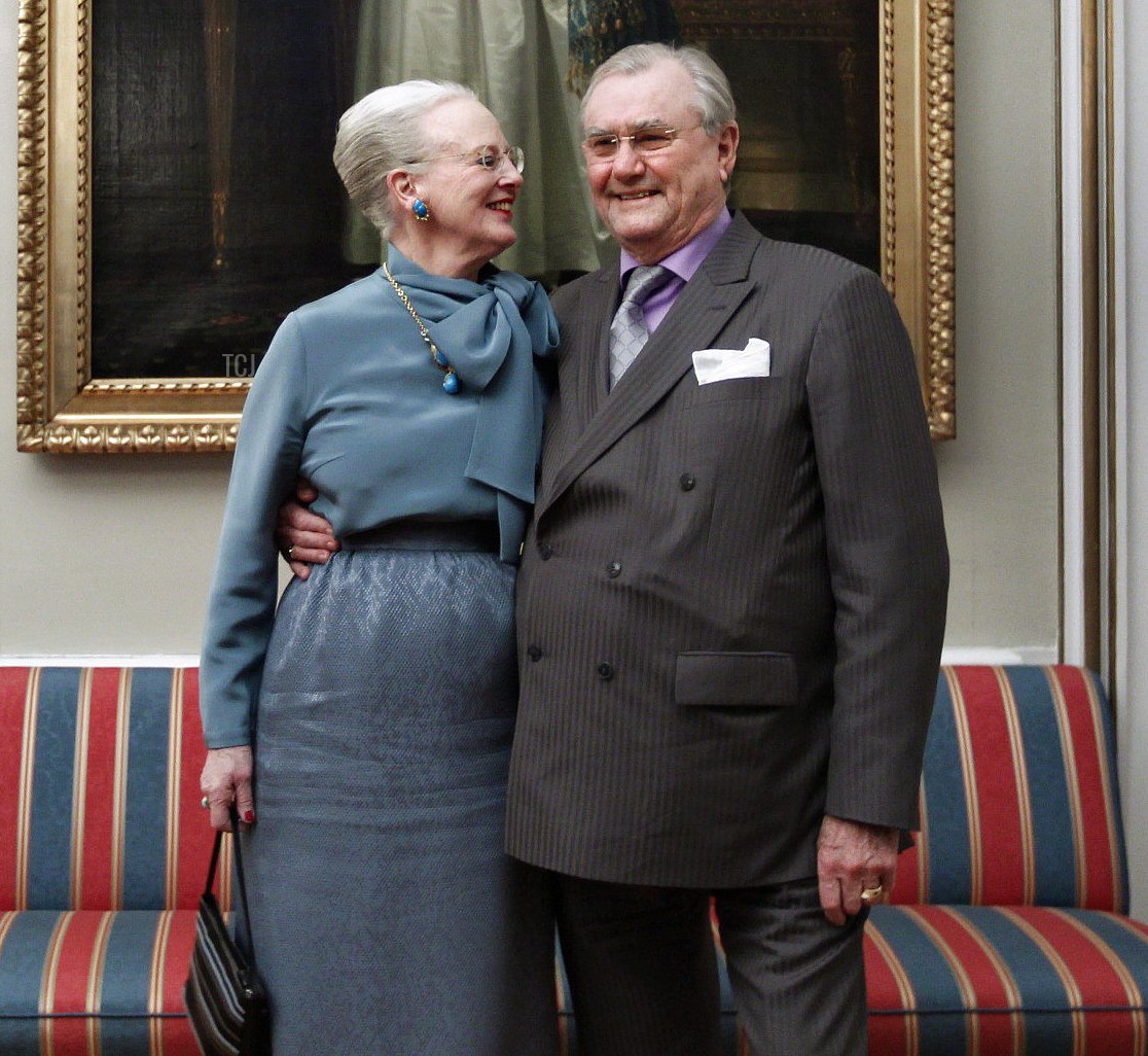 Denmark's Queen Margrethe and Prince Consort Henrik pose for the media on January 10, 2012 during a press conference at Amalienborg Palace in Copenhagen prior to the next days celebration of the Queens 40th Jubilee